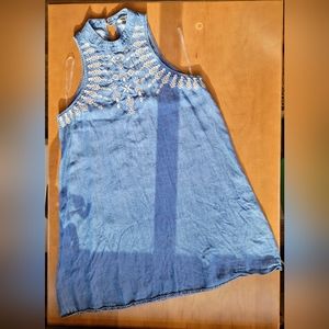Sz S EUC Speechless Embroidered Blue and White Denim Dress